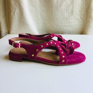Aerosoles Get Down Flat Sandals Pink Suede 6.5M